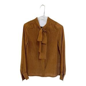 Duet Anthropologie Silk Printed Button Blouse Size XS